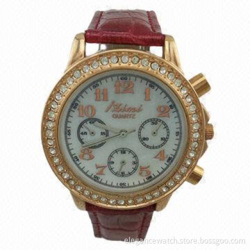 Stone watch with rose gold plating